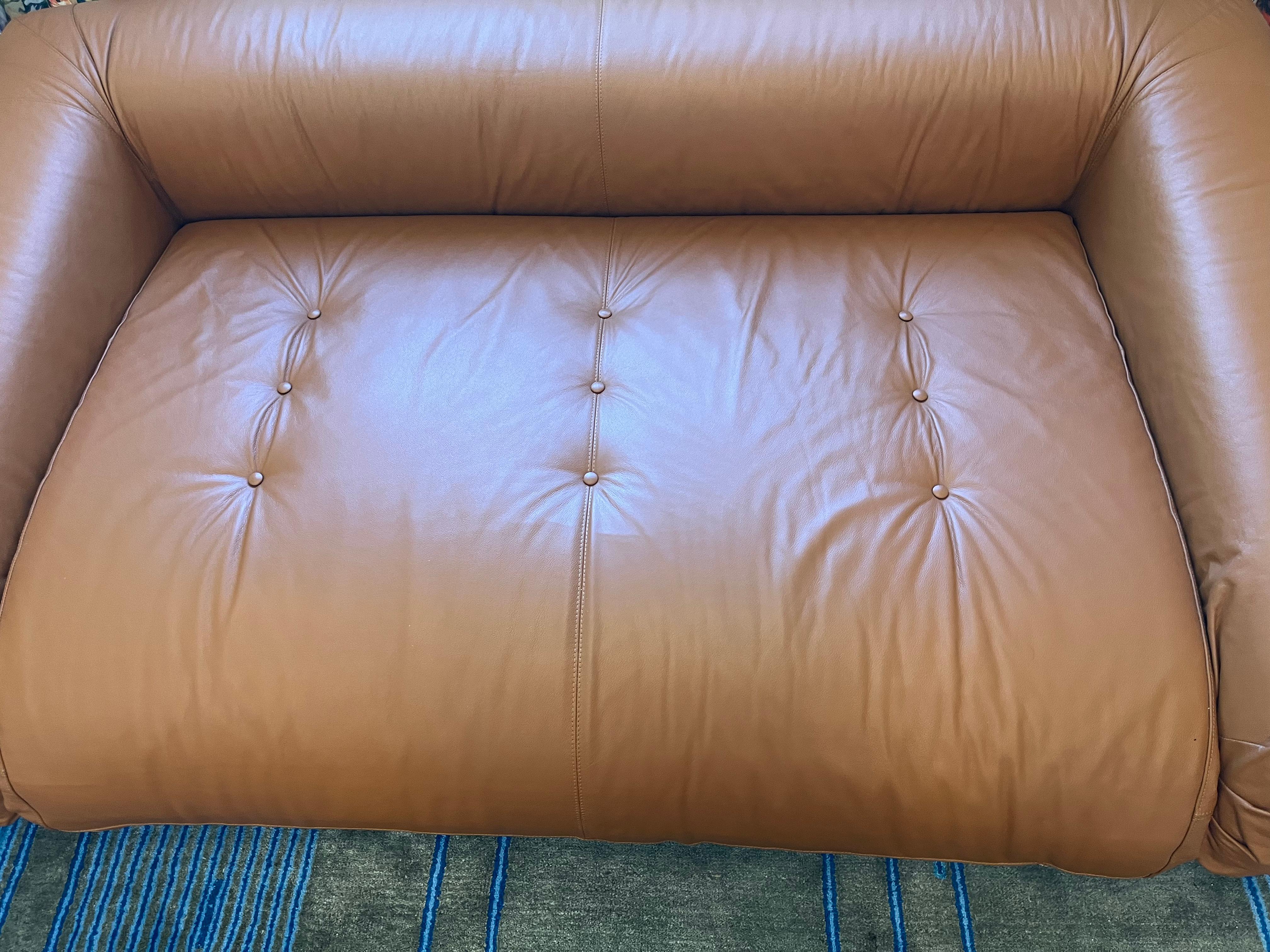 Contemporary Anfibio Sofa Bed In Cognac Leather By Alessandro Becchi For Giovannetti  For Sale