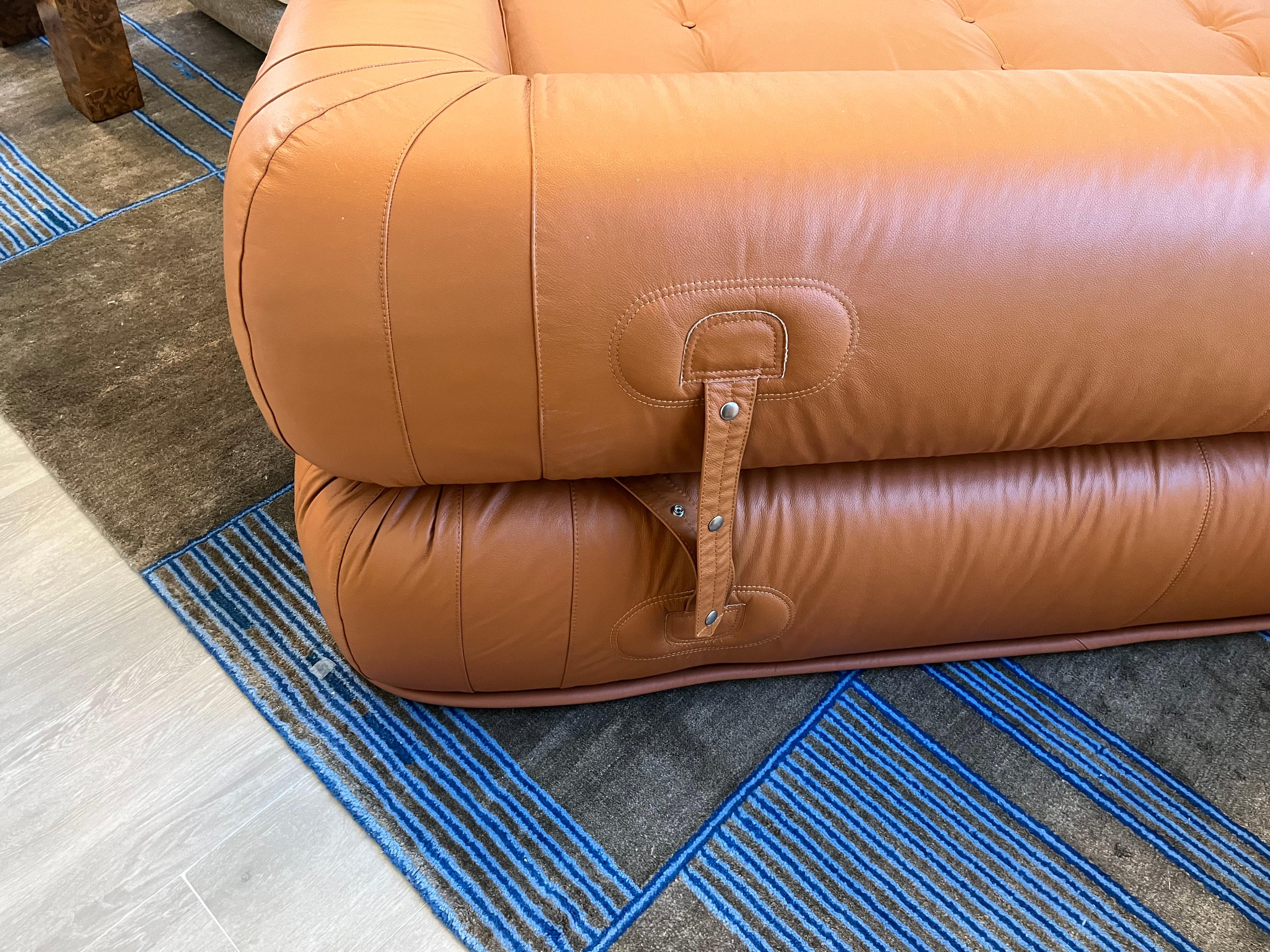 Anfibio Sofa Bed In Cognac Leather By Alessandro Becchi For Giovannetti  For Sale 2