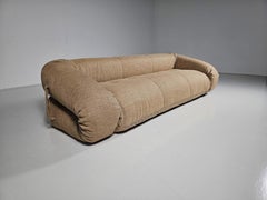 Sofá-cama Anfibio de Alessandro Becchi para Giovanetti en tela de lino beige, años 70
