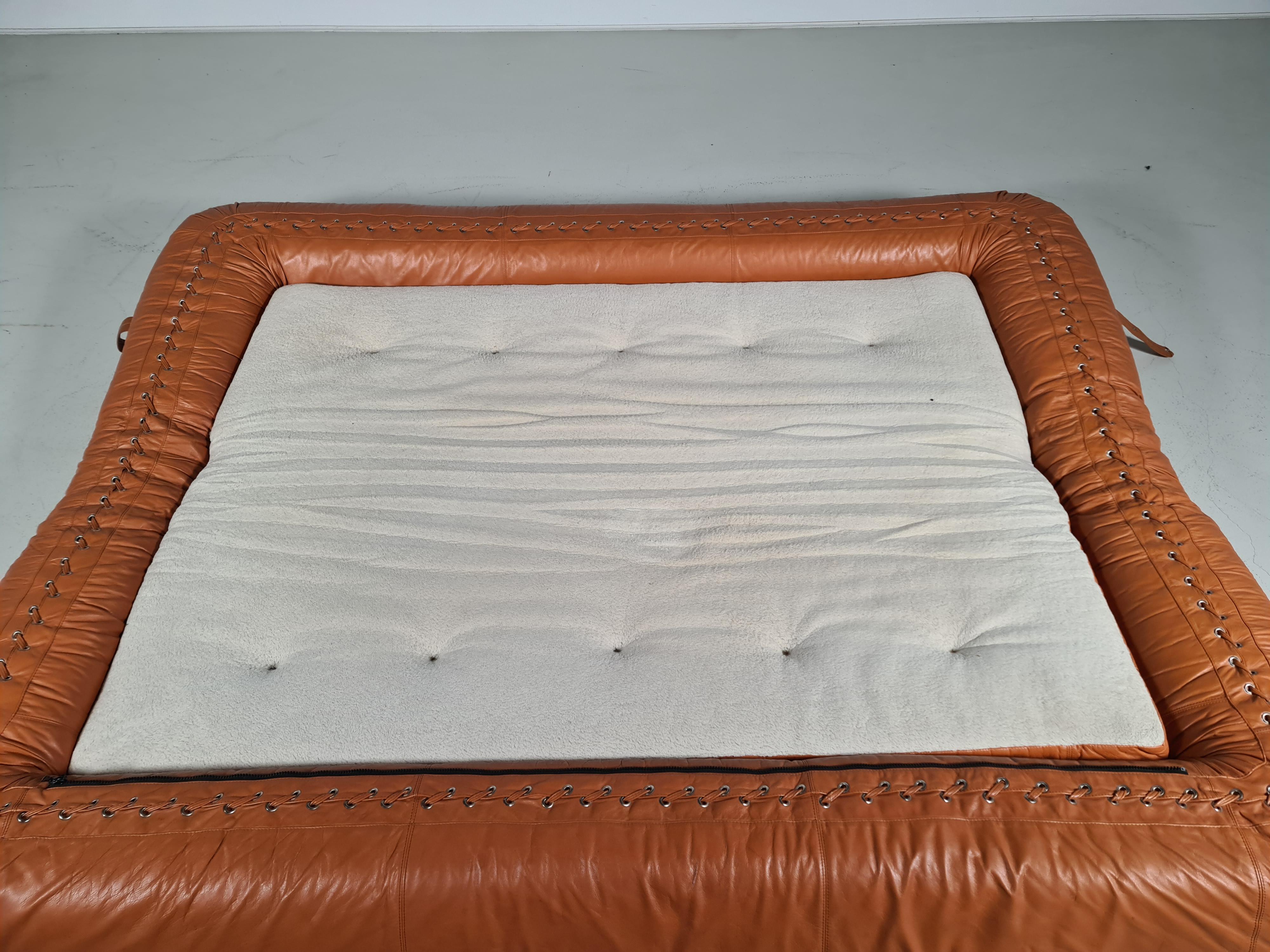 Anfibio Sofa by Alessandro Becchi for Giovanetti in Cognac Leather, 1970s 2