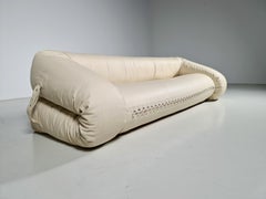 Anfibio Sofa by Alessandro Becchi for Giovanetti in Creme Leather, 1970s