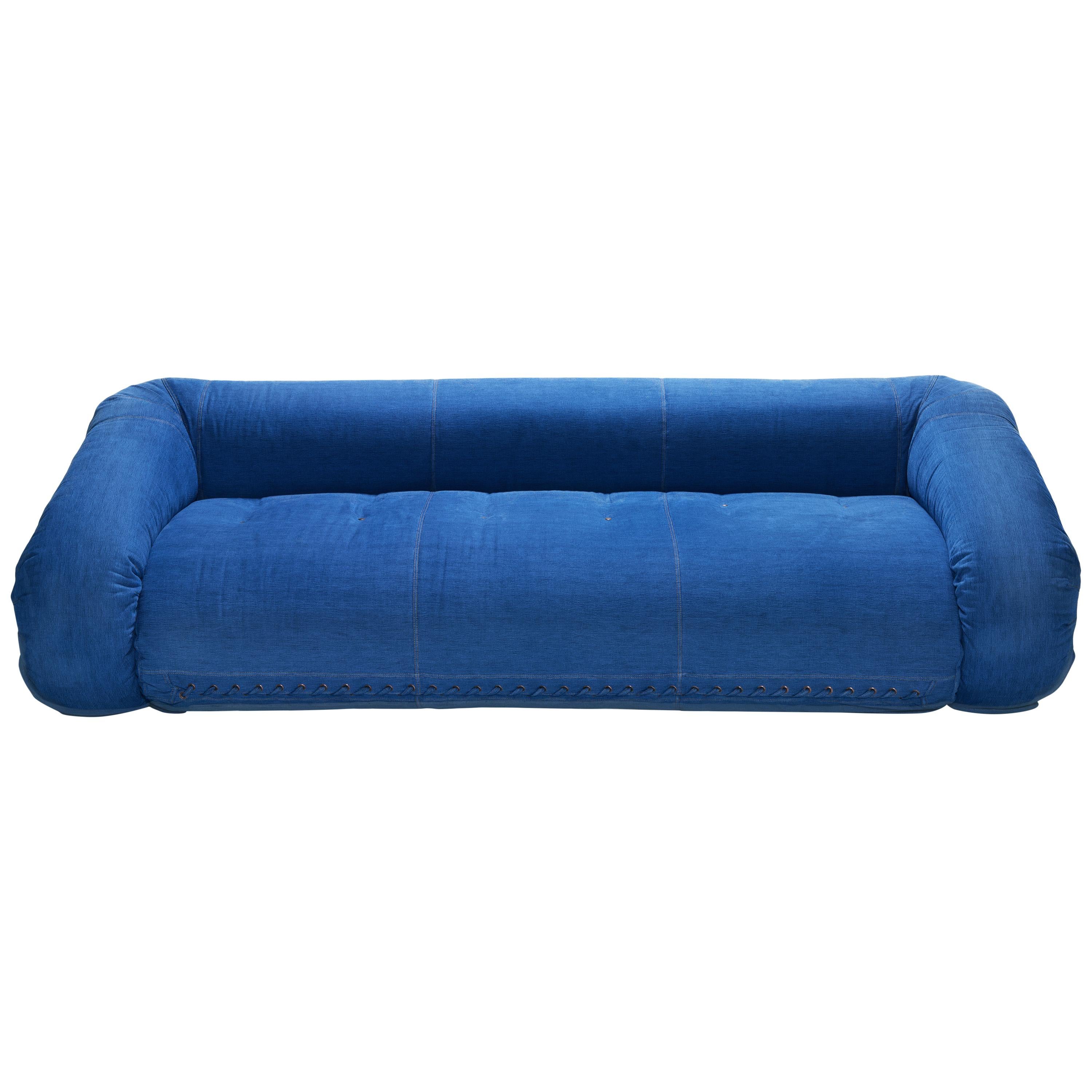 1970s Anfibio Foldable Sofa Bed Relax Atollo Blu Jeans Becchi Giovannetti