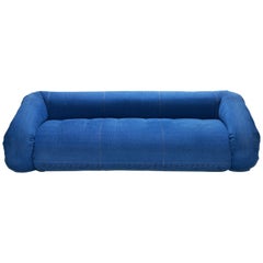 1970's Anfibio Foldable Sofa Bed Relax Atollo blu jeans Becchi Giovannetti