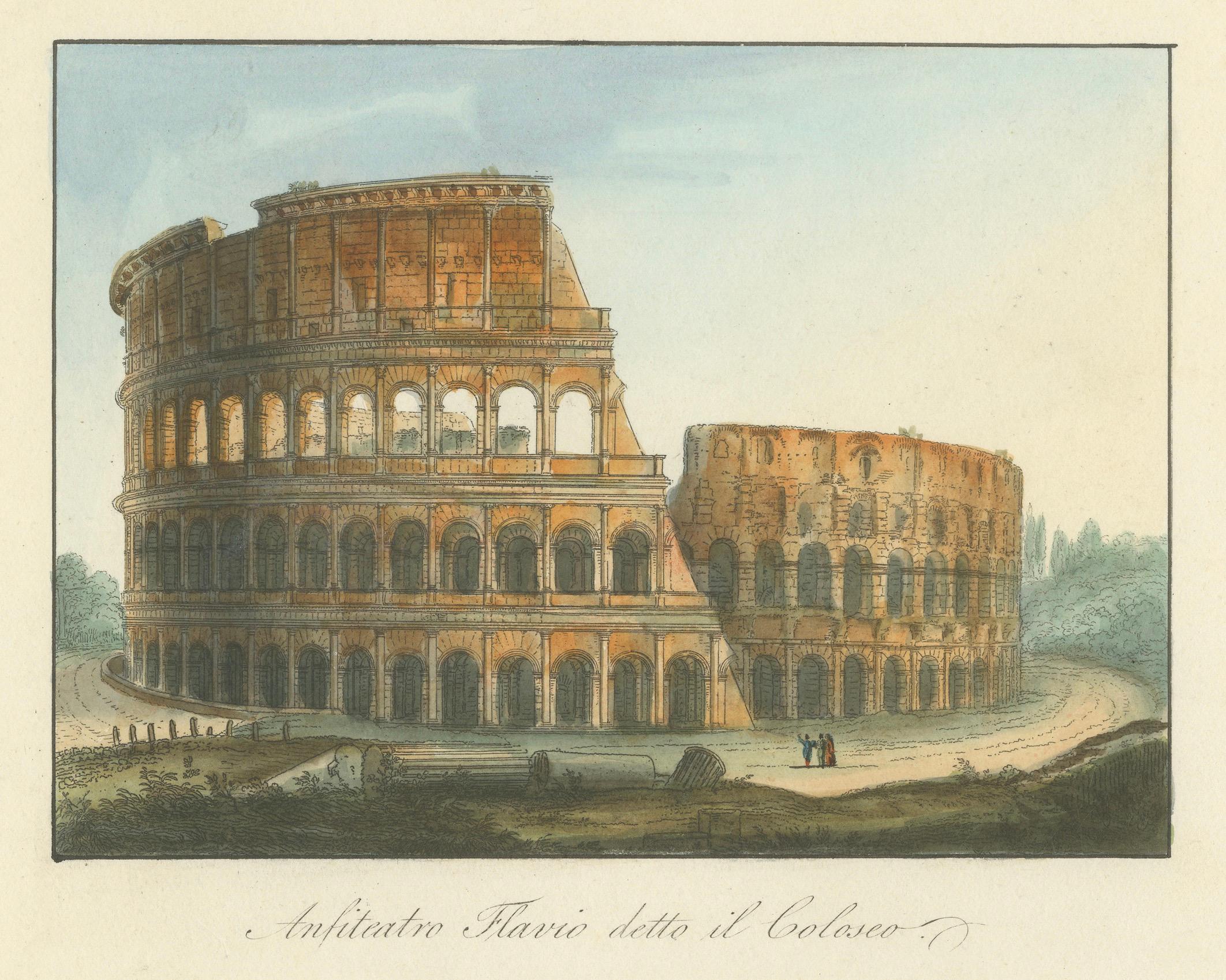 Anfiteatro Flavio detto il Colosseo - Antike Ansicht des Kolosseums, ca.1840 im Angebot 1