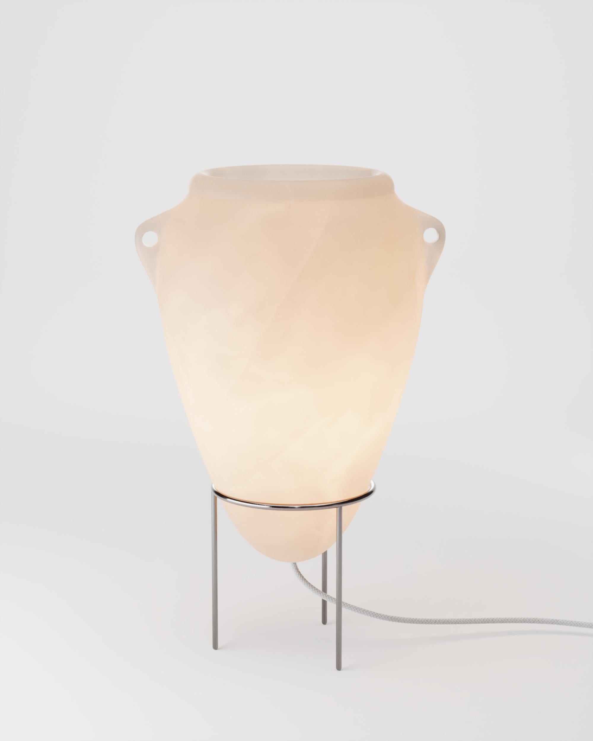 Ânfora G Table/Floor Lamp by Studio Orth
Dimensions: W 45 x D 45 x H 70 cm
Materials: Cast metal and Milky resin.
Finishes: Polished Cast Brass and Milky resin. 

All our lamps can be wired according to each country. If sold to the USA it will be