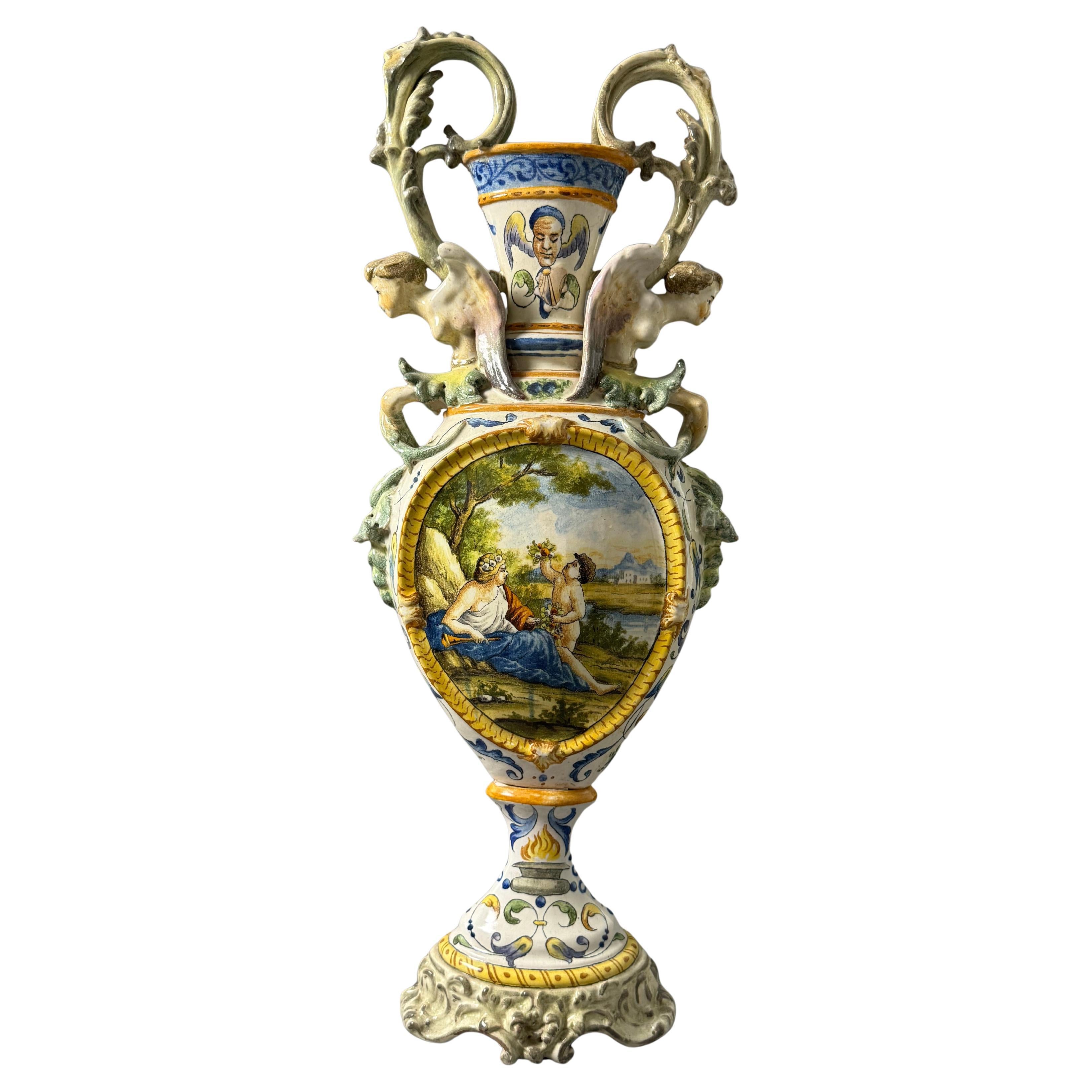 Anfora in ceramica maiolicata - seconda metà del XIX secolo in vendita