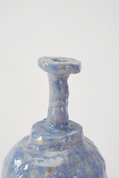 Contemporary Organic Shape, Rustic Light Blue Ceramic Pot by Willem Van Hooff