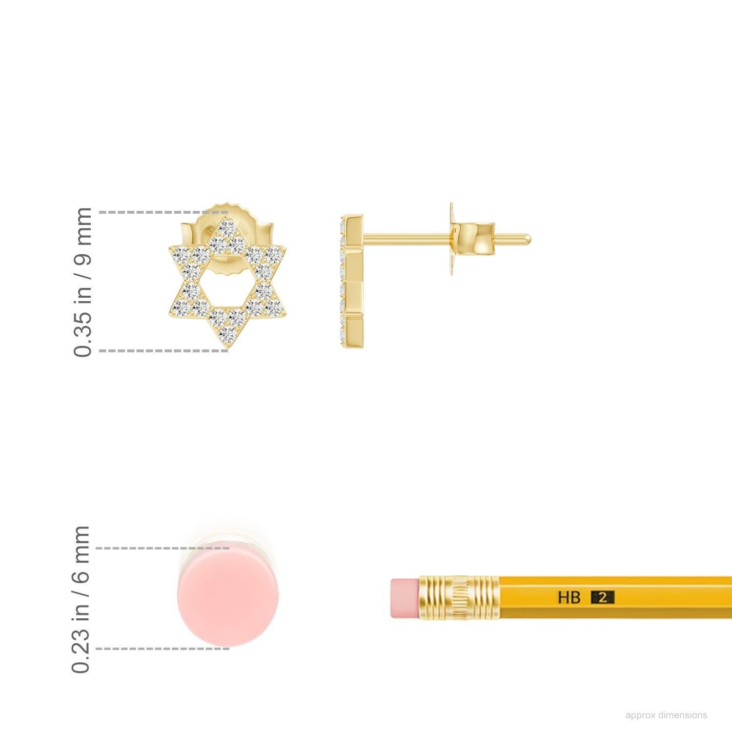 Taille ronde ANGARA Clous d'oreilles étoile en or jaune 14 carats avec diamants naturels de 0,18 carat pour femmes en vente