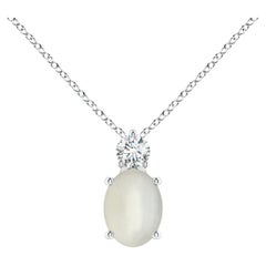 Angara 1.26ct Oval Moonstone Diamond Pendant in 925 Sterling Silver