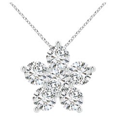 Angara 1.38ctw runde Diamant Floral Cluster Halskette in 14K Solid Gold