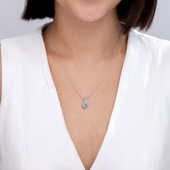 Angara 1.47ctw Heart-Shaped Aquamarine Necklace with Diamond in 14K Solid Gold