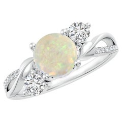 Angara 14K Solid Gold Opal and Diamond Twisted Vine Ring, 1.13 CTW
