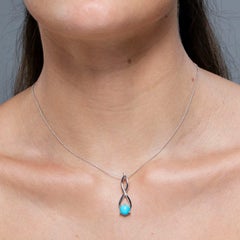 Angara 1.64ct Natural Round Turquoise Infinity Twist Necklace in Silver