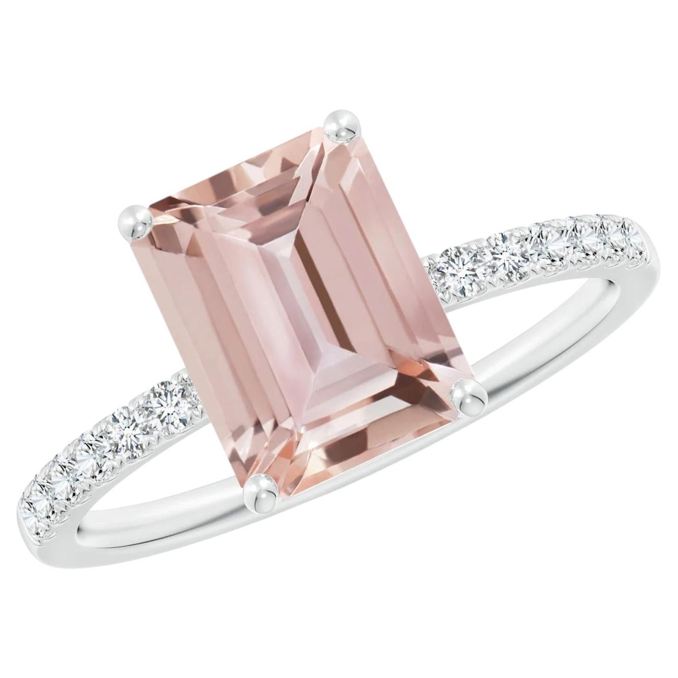 Emerald-Cut Morganite Ring 2.25CTW with Diamonds in 14K Gold for Women