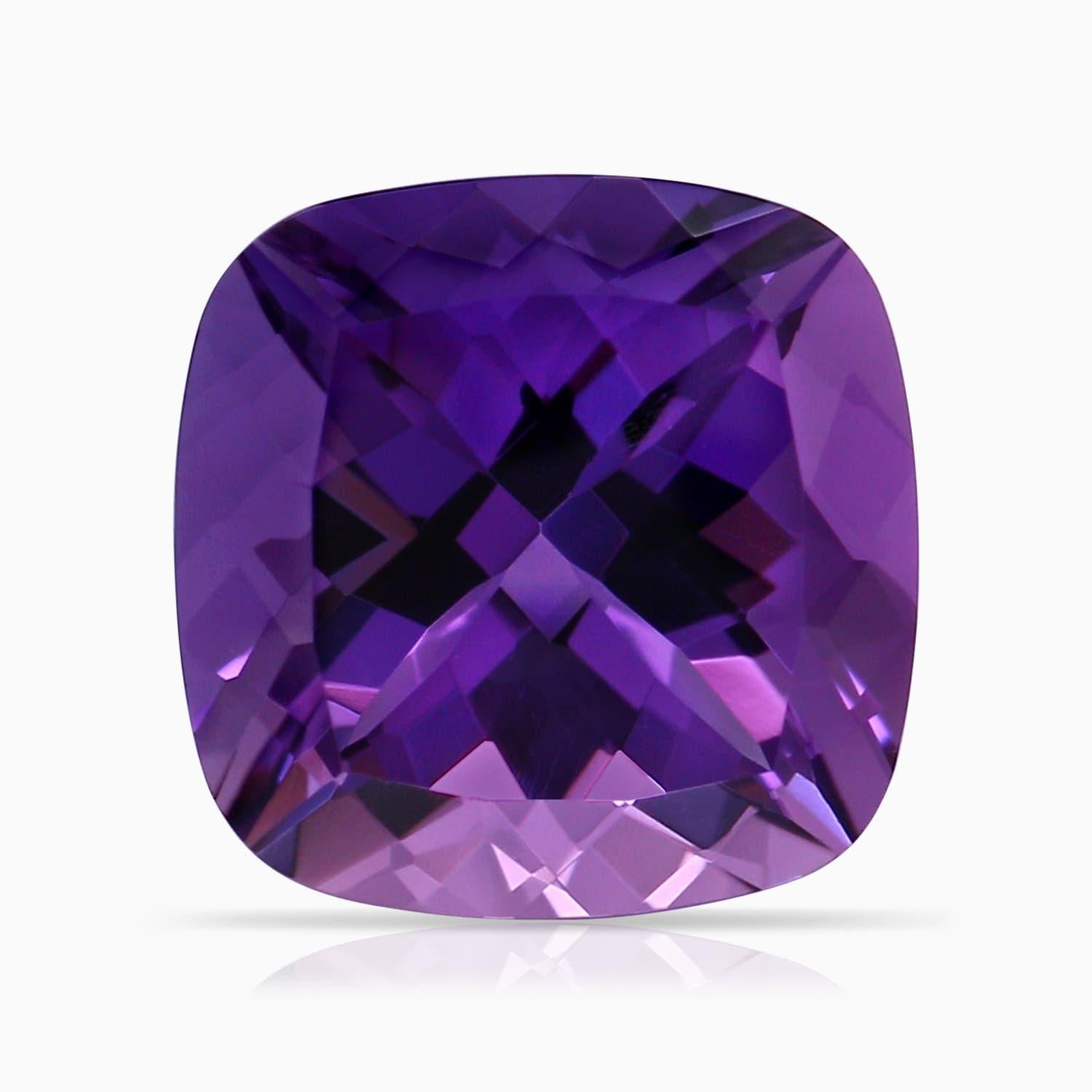For Sale:  ANGARA 3-Stone GIA Certified Cushion Amethyst Ring in Yellow Gold with Diamonds 6