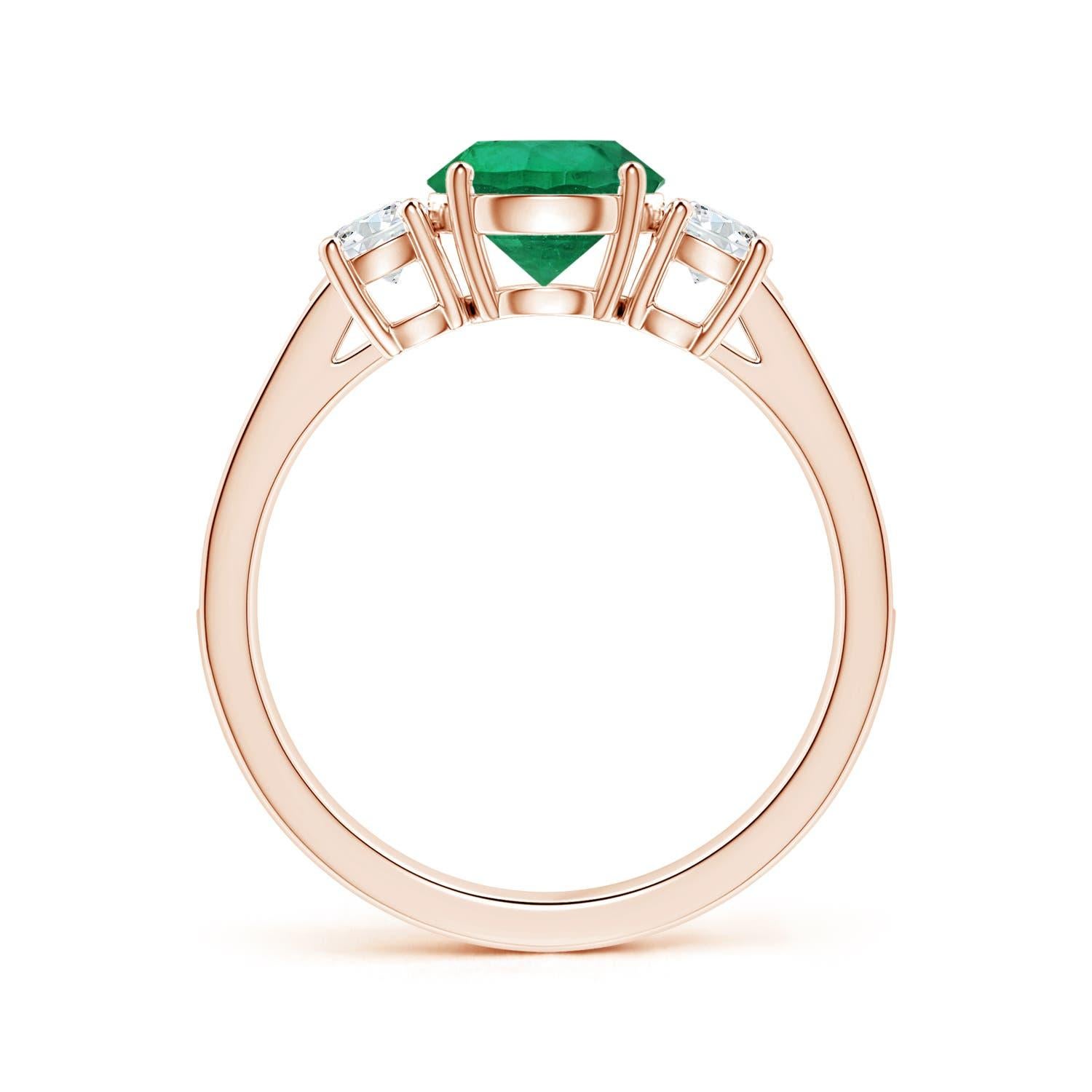 ANGARA 3-Stone GIA Certified Natural Emerald Ring in Rose Gold with Diamonds 2