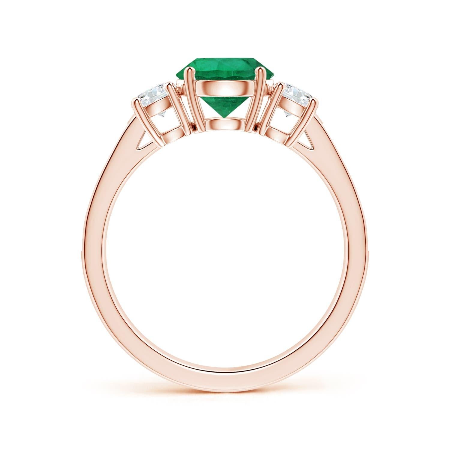 Angara 3-Stone GIA Certified Natural Emerald Ring in Rose Gold with Diamonds 2