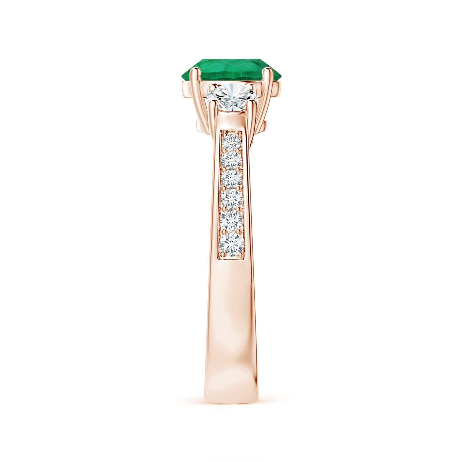 ANGARA 3-Stone GIA Certified Natural Emerald Ring in Rose Gold with Diamonds 4