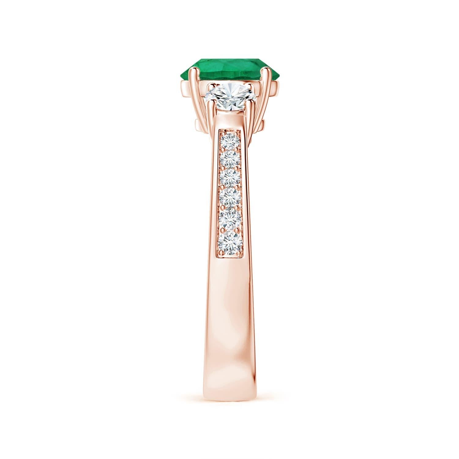 Angara 3-Stone GIA Certified Natural Emerald Ring in Rose Gold with Diamonds 4