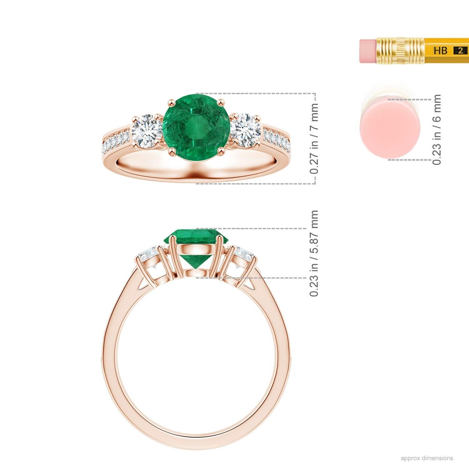 ANGARA 3-Stone GIA Certified Natural Emerald Ring in Rose Gold with Diamonds 5