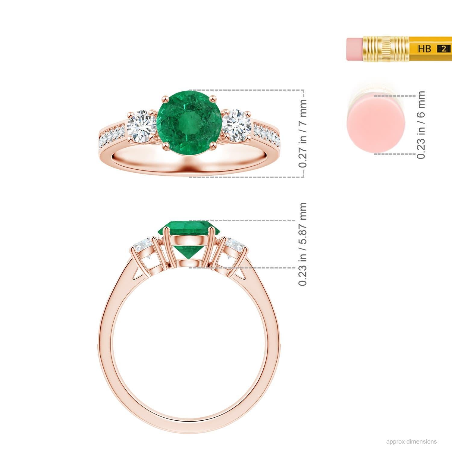 Angara 3-Stone GIA Certified Natural Emerald Ring in Rose Gold with Diamonds 5