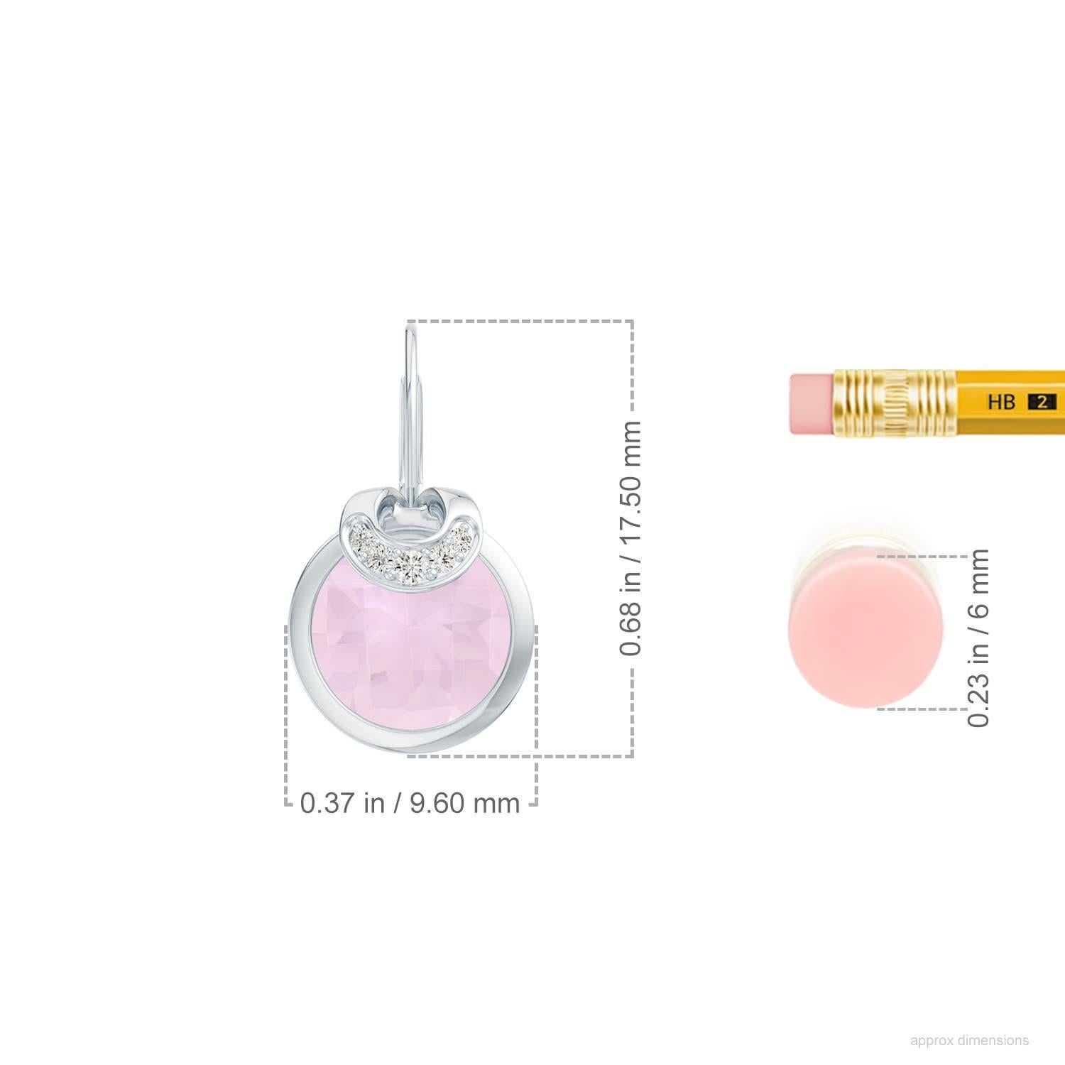 Round Cut ANGARA 3.4Ct Natural Rose Quartz and Diamond Drop Earrings in 14K White Gold For Sale