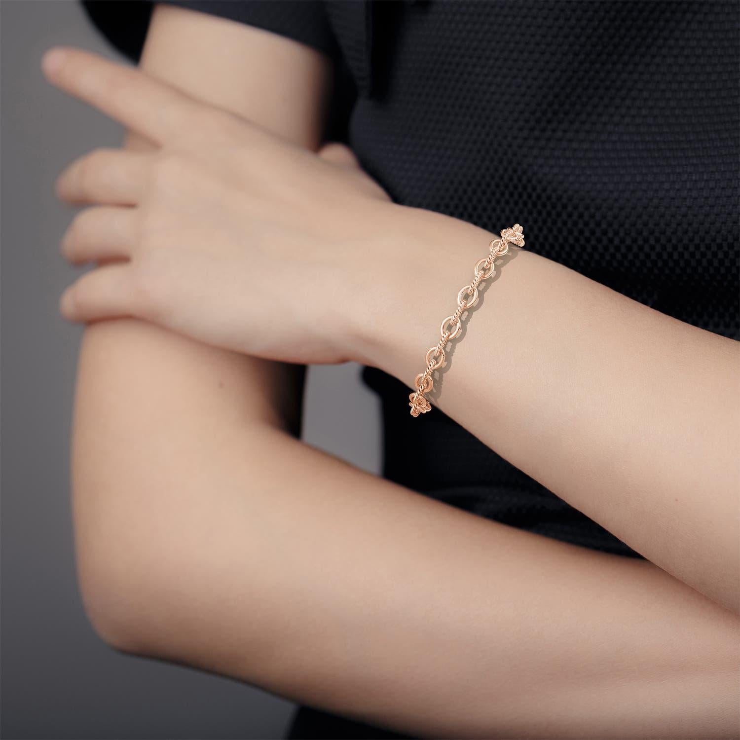 Pulsera de eslabones abiertos de cuerda trenzada alterna Angara de oro macizo de 14 quilates para mujer en Nuevo estado para la venta en Los Angeles, CA