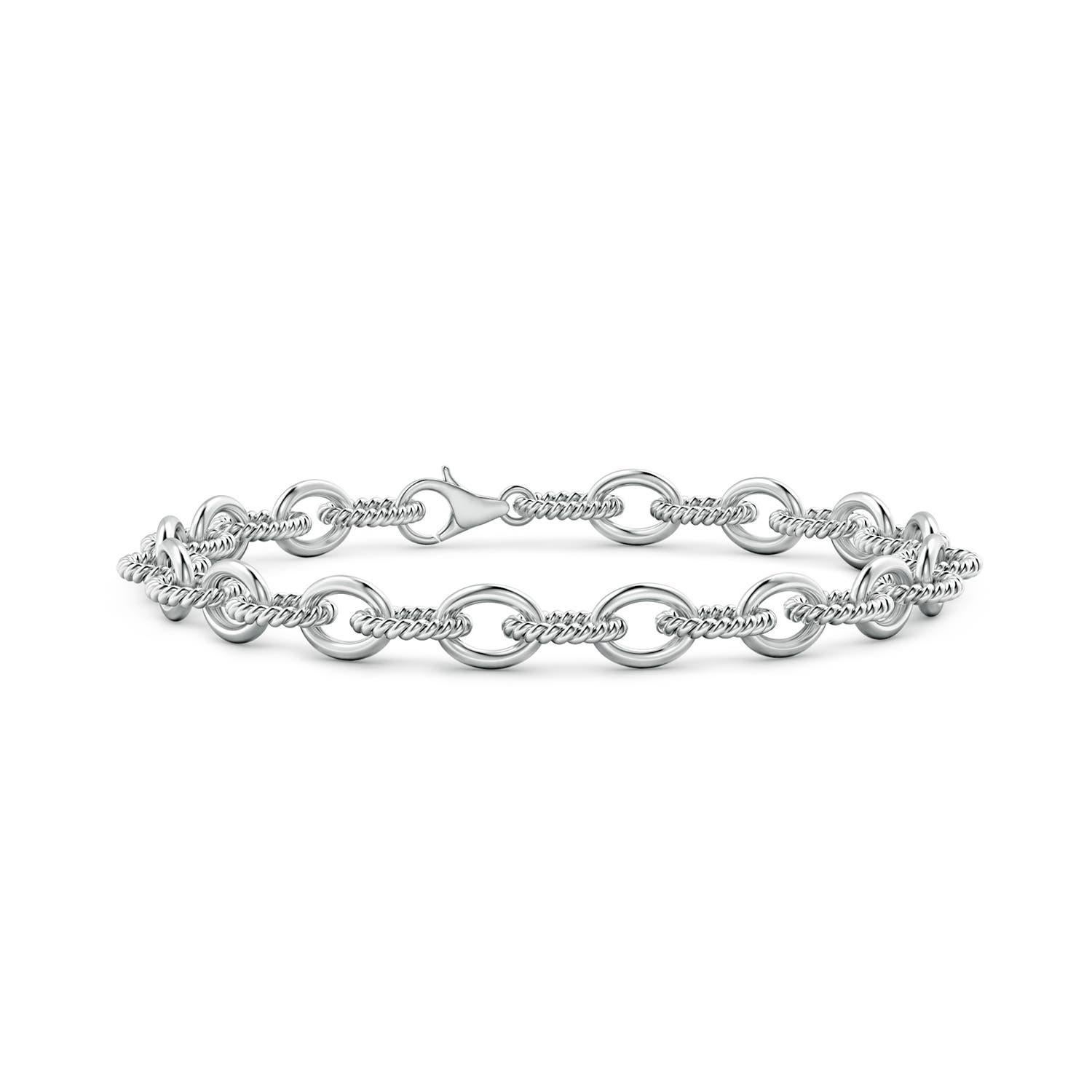 De las mujeres Pulsera de eslabones abiertos de cuerda trenzada alterna Angara de oro macizo de 14 quilates para mujer en venta