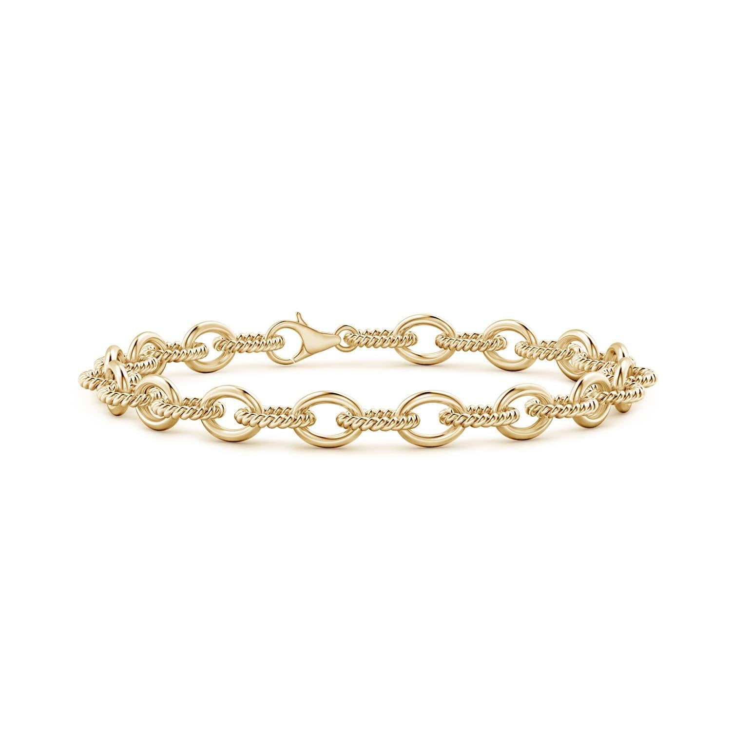 Pulsera de eslabones abiertos de cuerda trenzada alterna Angara de oro macizo de 14 quilates para mujer en venta 1