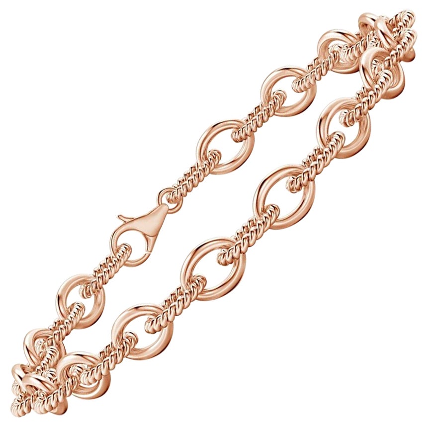 Pulsera de eslabones abiertos de cuerda trenzada alterna Angara de oro macizo de 14 quilates para mujer en venta