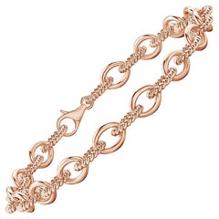 Pulsera de eslabones abiertos de cuerda trenzada alterna Angara de oro macizo de 14 quilates para mujer