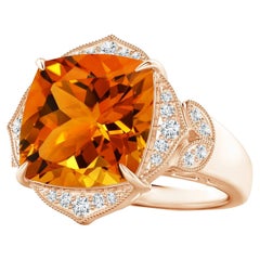 ANGARA Art Deco Style GIA Certified Natural Citrine Ring in Rose Gold