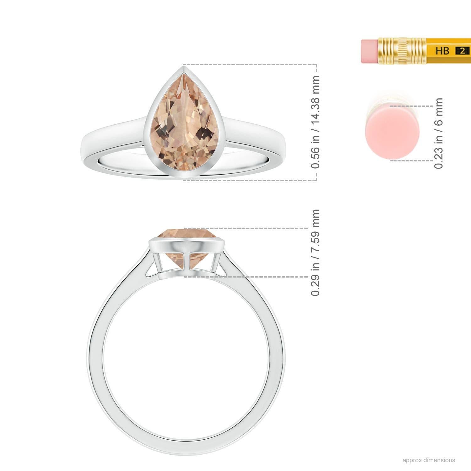 For Sale:  Angara Bezel-Set Gia Certified Natural Morganite Solitaire Ring in White Gold 5