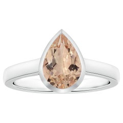 Angara Bezel-Set Gia Certified Natural Morganite Solitaire Ring in White Gold