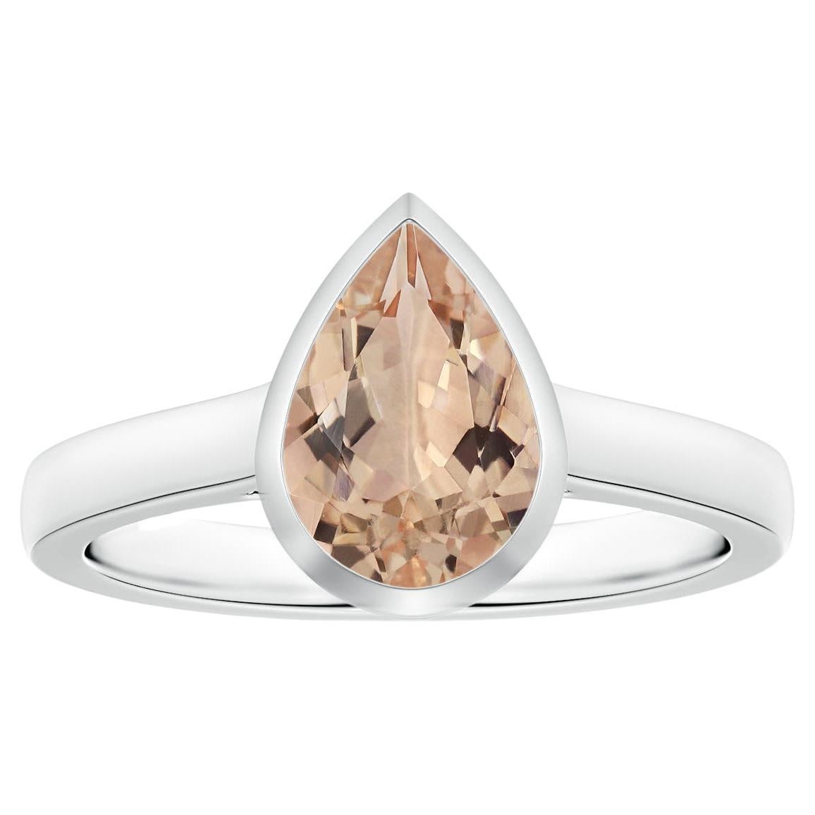 For Sale:  Angara Bezel-Set Gia Certified Natural Morganite Solitaire Ring in White Gold