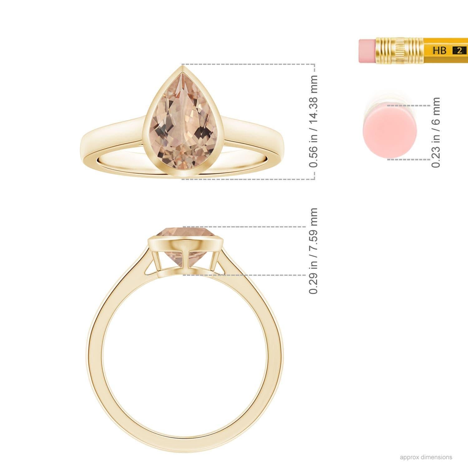 For Sale:  Angara Bezel-Set Gia Certified Natural Morganite Solitaire Ring in Yellow Gold 5