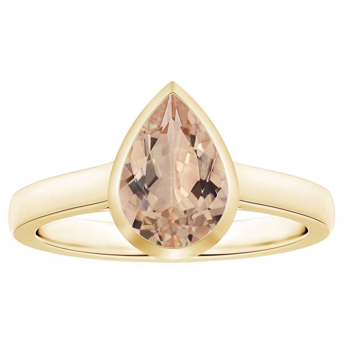 For Sale:  ANGARA Bezel-Set GIA Certified Natural Morganite Solitaire Ring in Yellow Gold