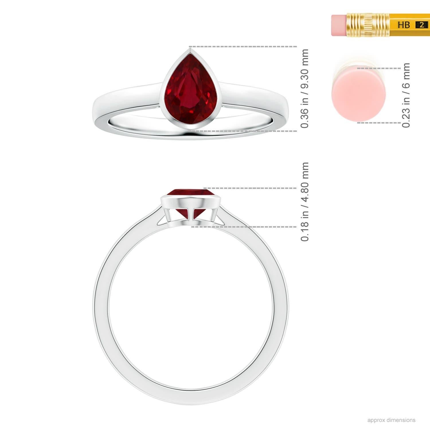 For Sale:  ANGARA Bezel-Set GIA Certified Pear-Shaped Ruby Solitaire Ring in Platinum 5