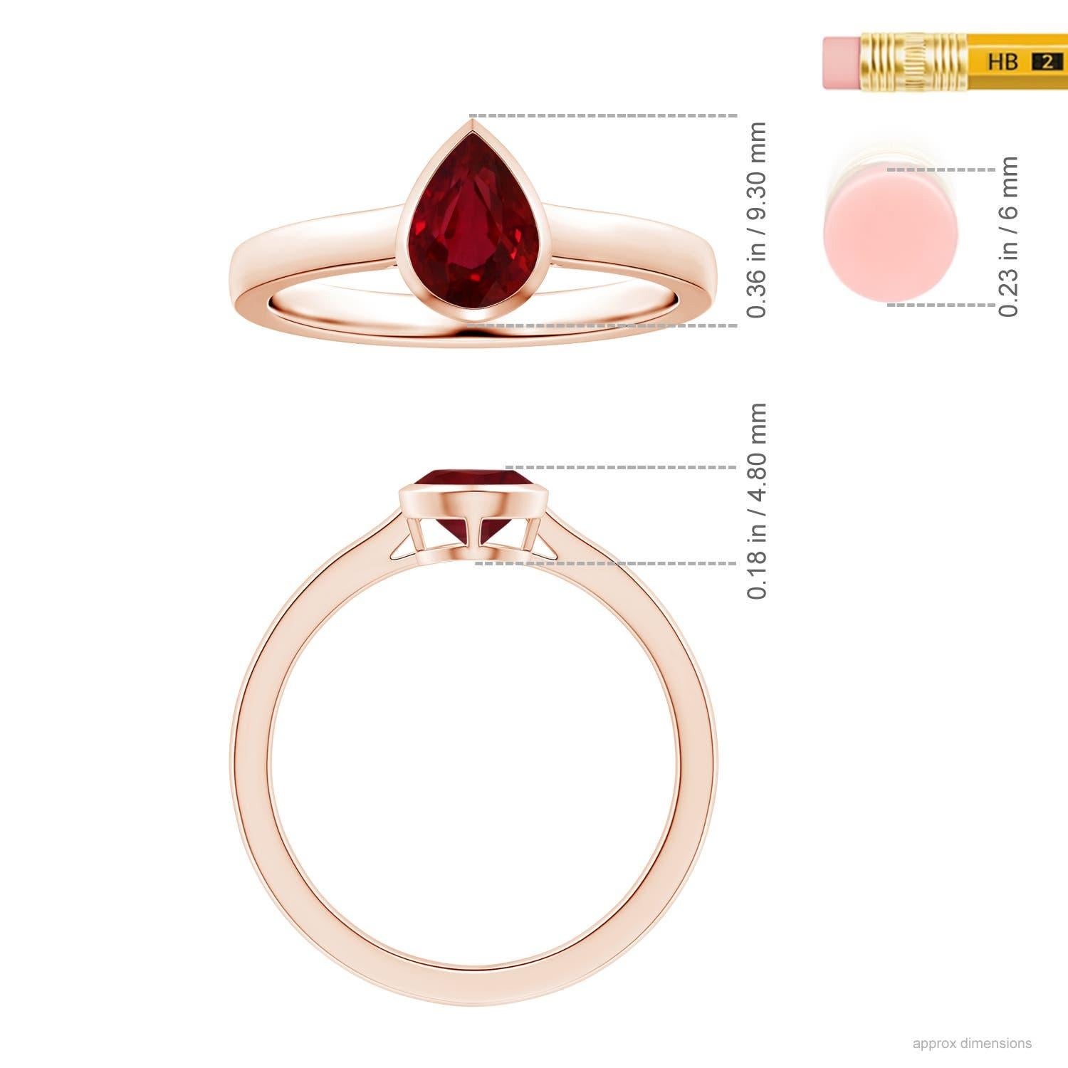 For Sale:  ANGARA Bezel-Set GIA Certified Pear-Shaped Ruby Solitaire Ring in Rose Gold 5