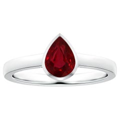 ANGARA Bezel-Set GIA Certified Pear-Shaped Ruby Solitaire Ring in White Gold