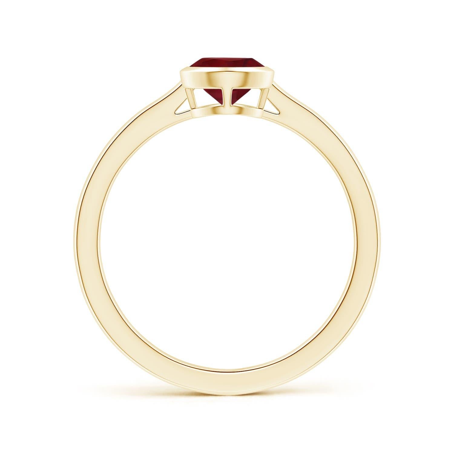 For Sale:  ANGARA Bezel-Set GIA Certified Pear-Shaped Ruby Solitaire Ring in Yellow Gold 2