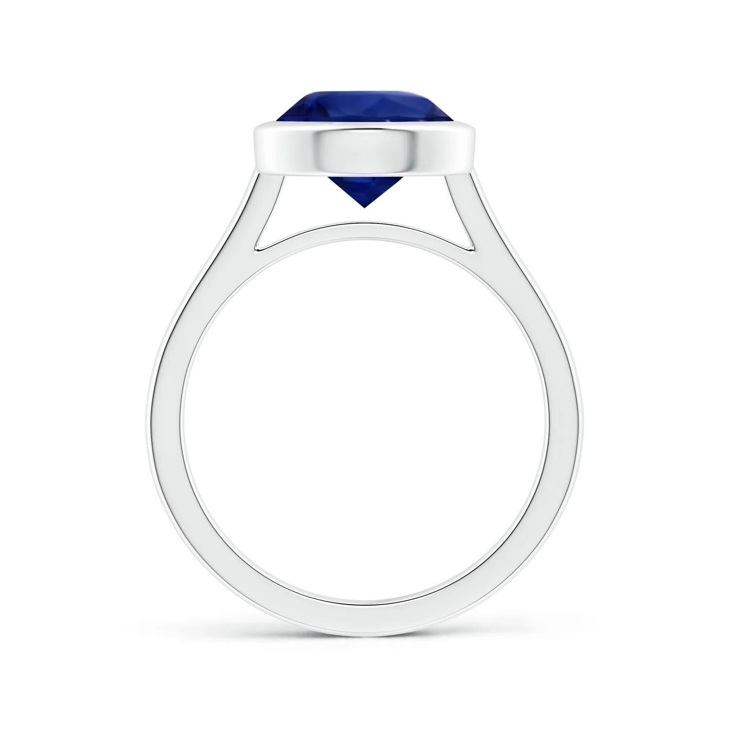 For Sale:  Angara Bezel-Set GIA Certified Round Blue Sapphire Solitaire Ring in Platinum  2