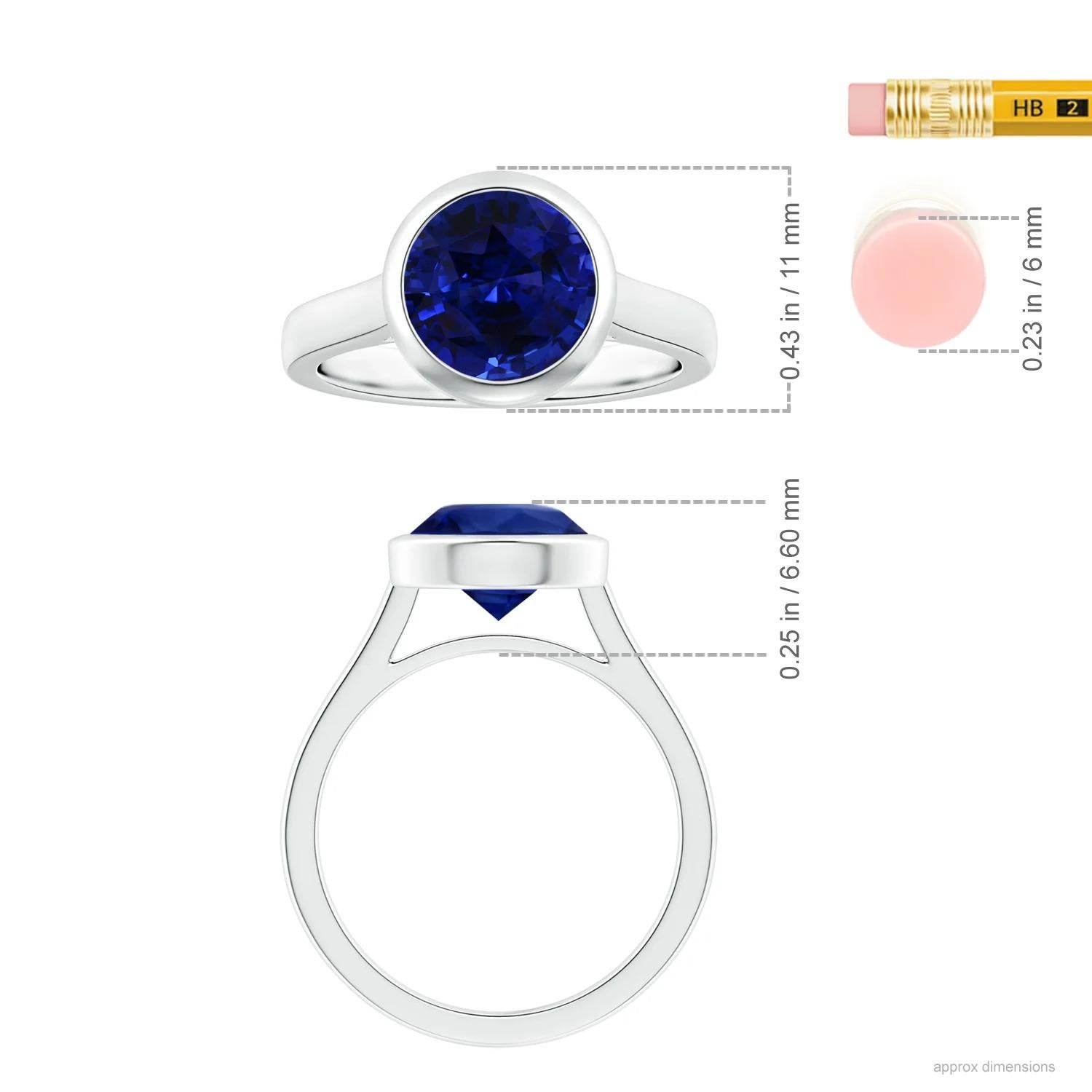 For Sale:  Angara Bezel-Set GIA Certified Round Blue Sapphire Solitaire Ring in Platinum  5