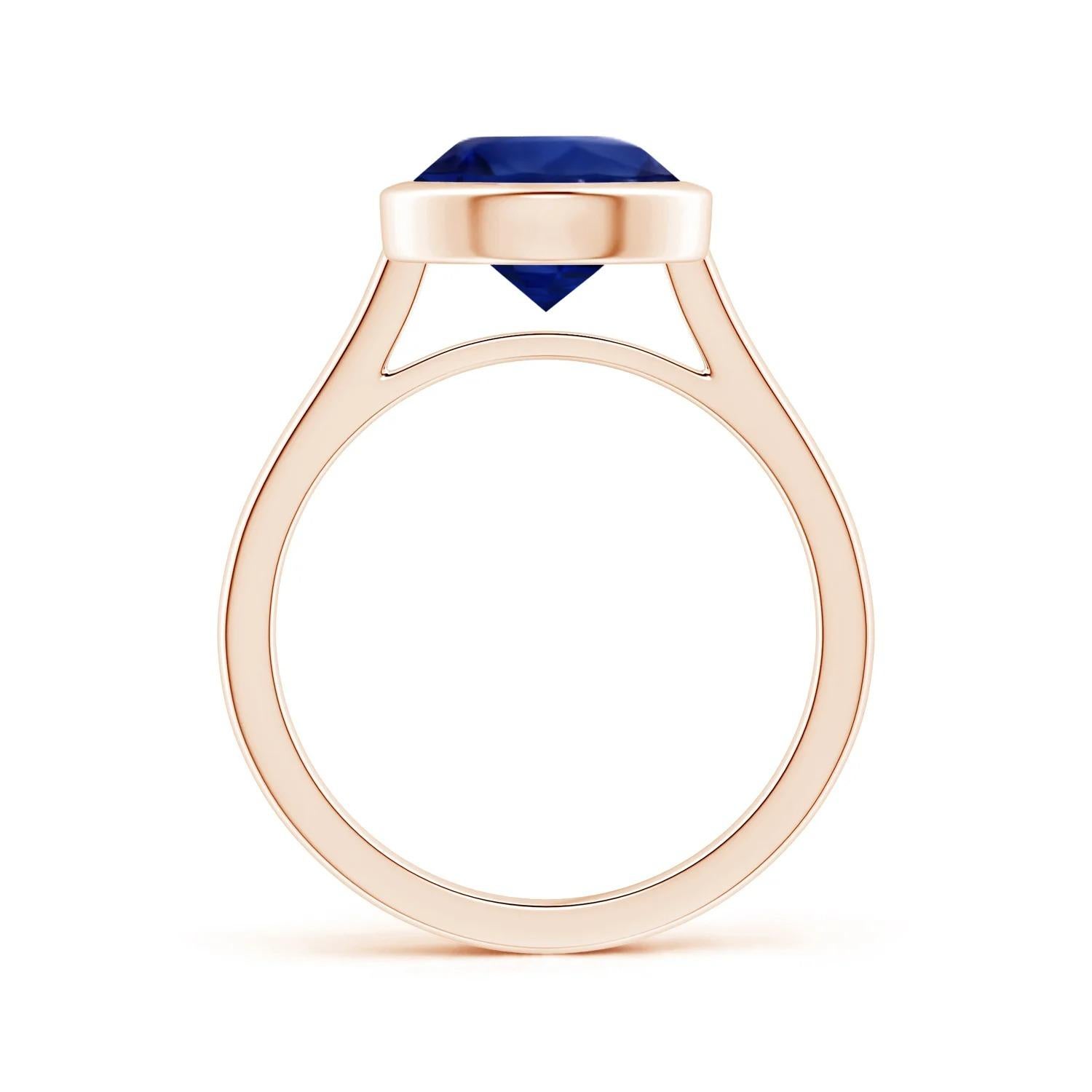 For Sale:  Angara Bezel-Set GIA Certified Round Blue Sapphire Solitaire Ring in Rose Gold  2