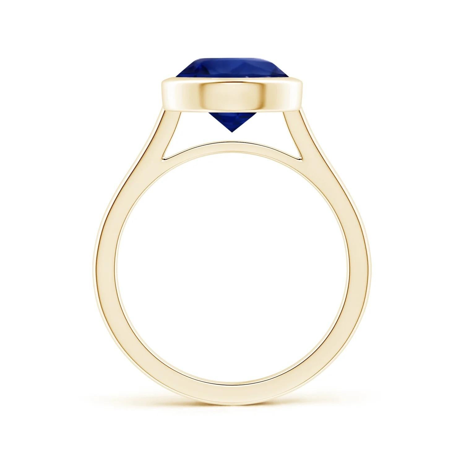 For Sale:  Angara Bezel-Set GIA Certified Round Blue Sapphire Solitaire Yellow Gold Ring  2
