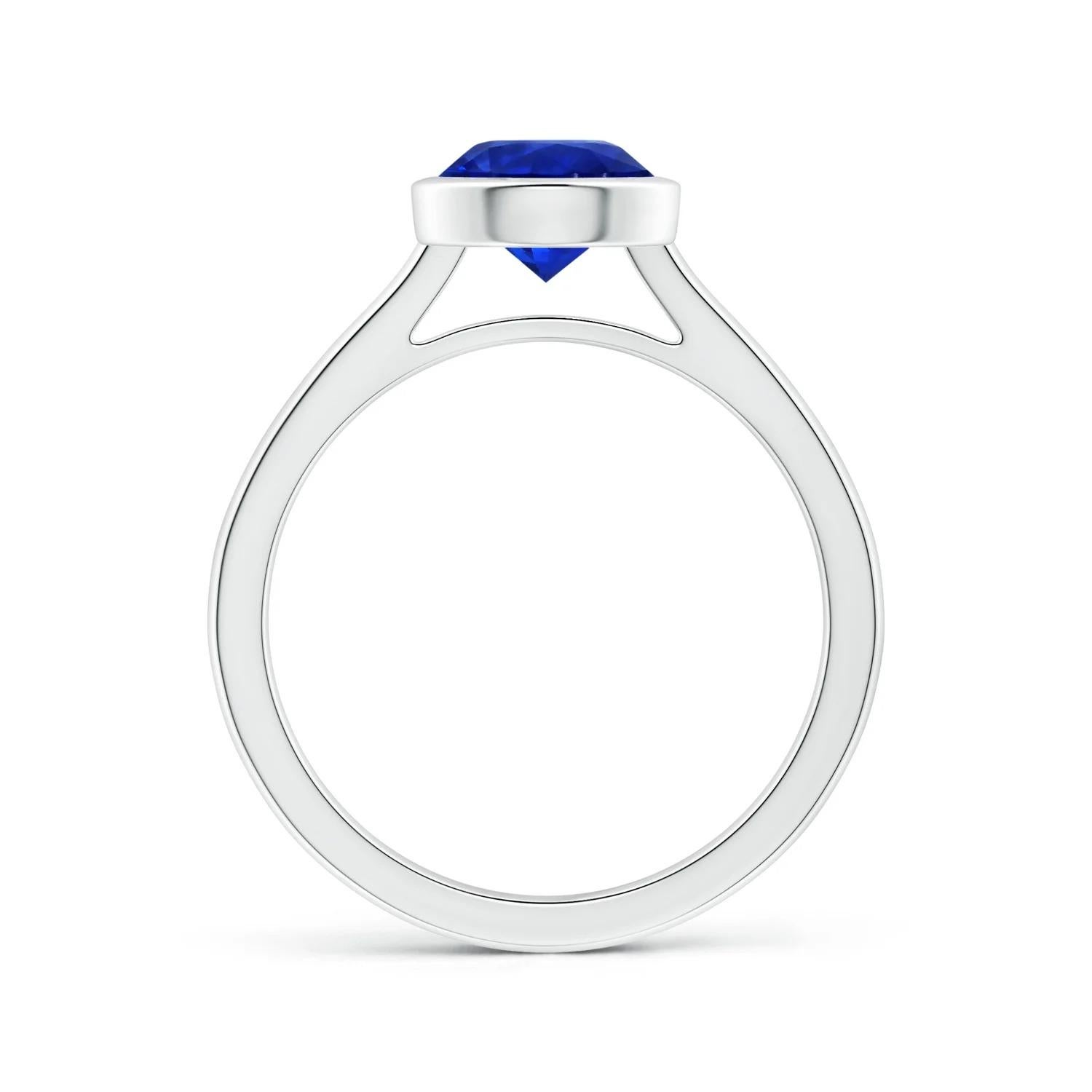 For Sale:  Angara Bezel-Set Gia Certified Round Sapphire Solitaire Ring in Platinum 2