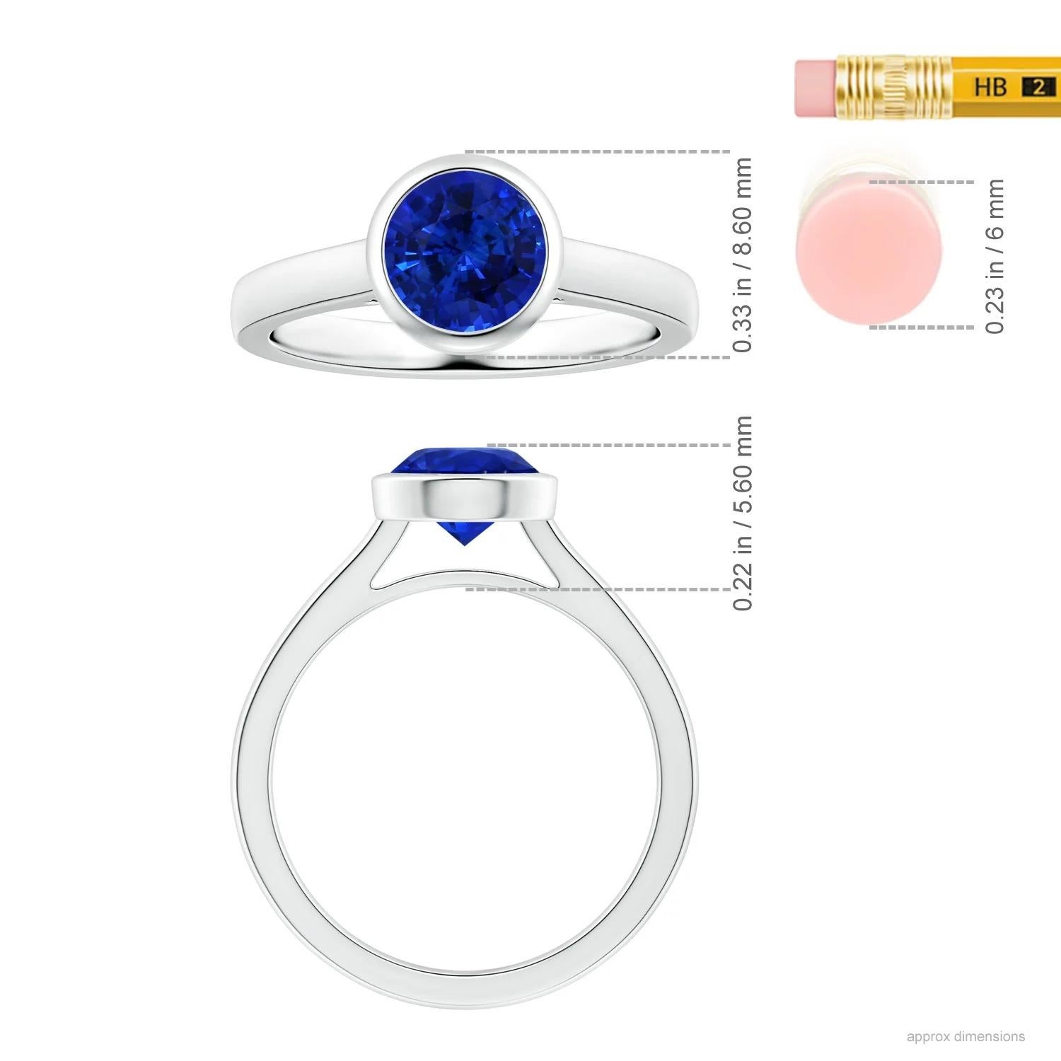 For Sale:  Angara Bezel-Set Gia Certified Round Sapphire Solitaire Ring in Platinum 5