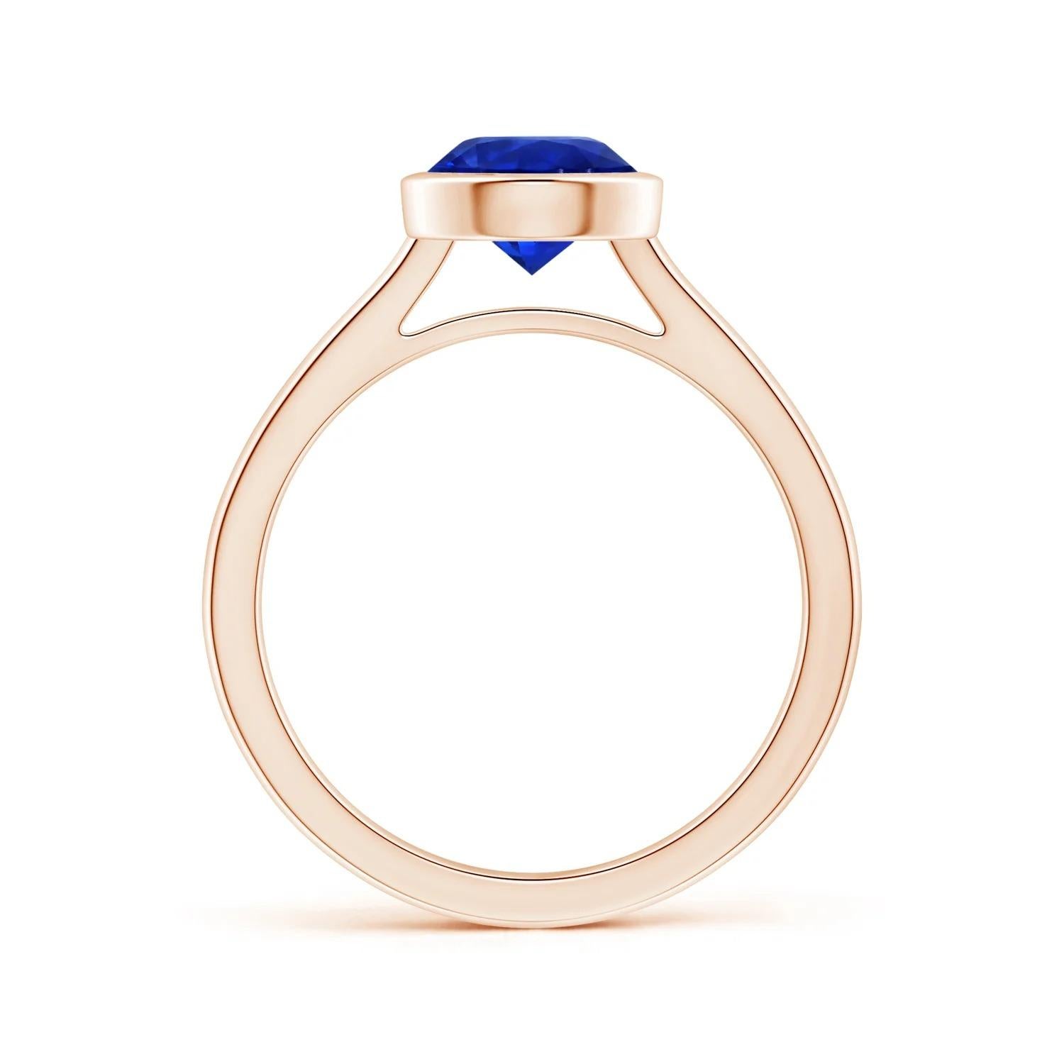For Sale:  Angara Bezel-Set Gia Certified Round Sapphire Solitaire Ring in Rose Gold 2