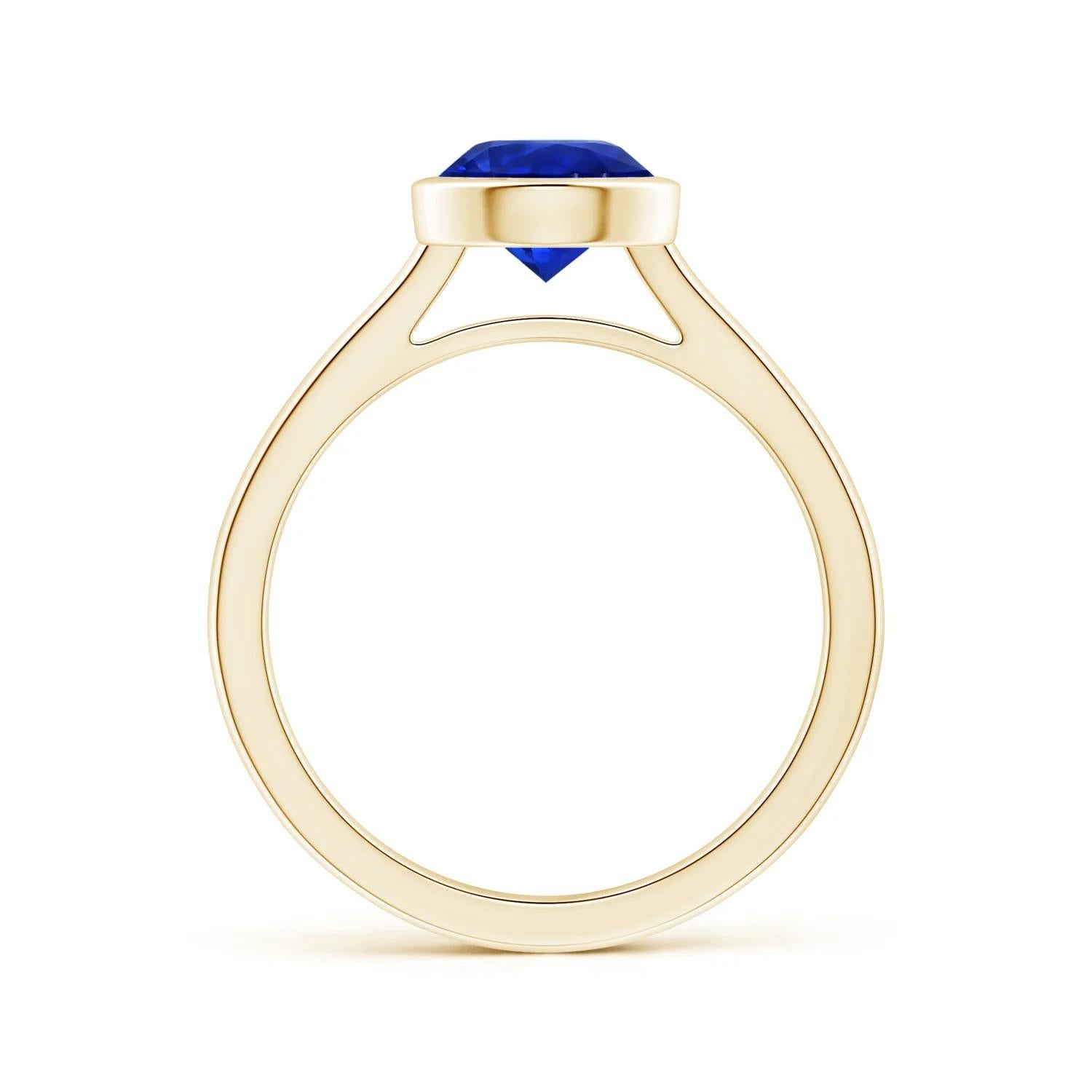 For Sale:  Angara Bezel-Set Gia Certified Round Sapphire Solitaire Ring in Yellow Gold 2