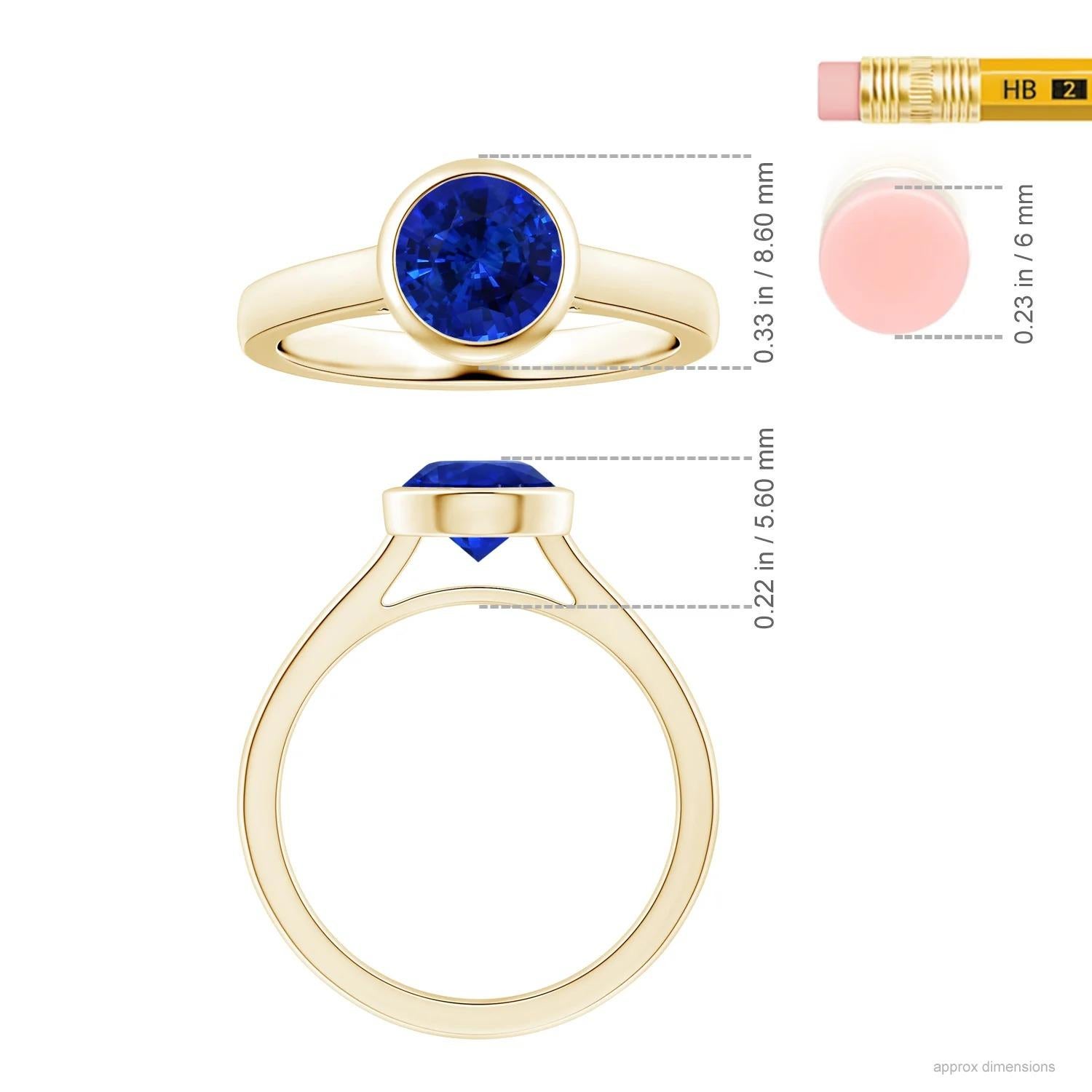 For Sale:  Angara Bezel-Set Gia Certified Round Sapphire Solitaire Ring in Yellow Gold 5